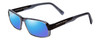 Profile View of Porsche Designs P8215-C Designer Polarized Sunglasses with Custom Cut Blue Mirror Lenses in Crystal Blue Grey Carbon Fiber Unisex Square Full Rim Acetate 55 mm