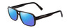 Profile View of Porsche Designs P8217-A Designer Polarized Reading Sunglasses with Custom Cut Powered Blue Mirror Lenses in Crystal Dark Grey Carbon Fiber Unisex Square Full Rim Acetate 56 mm