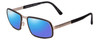 Profile View of Porsche Designs P8220-B Designer Polarized Reading Sunglasses with Custom Cut Powered Blue Mirror Lenses in Matte Titanium Crystal Olive Green Unisex Square Full Rim Titanium 56 mm
