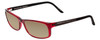 Profile View of Porsche Designs P8243-C Designer Polarized Sunglasses with Custom Cut Amber Brown Lenses in Crystal Cherry Red Matte Black Unisex Oval Full Rim Acetate 54 mm