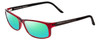 Profile View of Porsche Designs P8243-C Designer Polarized Reading Sunglasses with Custom Cut Powered Green Mirror Lenses in Crystal Cherry Red Matte Black Unisex Oval Full Rim Acetate 54 mm