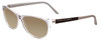 Profile View of Porsche Designs P8246-D Designer Polarized Sunglasses with Custom Cut Amber Brown Lenses in Crystal Grey Unisex Oval Full Rim Acetate 56 mm