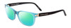 Profile View of Porsche Designs P8250-C Designer Polarized Reading Sunglasses with Custom Cut Powered Green Mirror Lenses in Crystal Azure Aqua Blue Black Unisex Oval Full Rim Acetate 55 mm