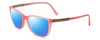 Profile View of Porsche Designs P8266-D Designer Polarized Sunglasses with Custom Cut Blue Mirror Lenses in Crystal Rose Gold Pink Unisex Cateye Full Rim Acetate 54 mm
