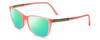 Profile View of Porsche Designs P8266-D Designer Polarized Reading Sunglasses with Custom Cut Powered Green Mirror Lenses in Crystal Rose Gold Pink Unisex Cateye Full Rim Acetate 54 mm