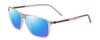 Profile View of Porsche Designs P8269-B Designer Polarized Sunglasses with Custom Cut Blue Mirror Lenses in Crystal Smoke Grey Unisex Square Full Rim Acetate 58 mm