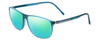 Profile View of Porsche Designs P8278-B Designer Polarized Reading Sunglasses with Custom Cut Powered Green Mirror Lenses in Crystal Azure Turquoise Blue Unisex Square Full Rim Acetate 56 mm