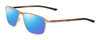 Profile View of Porsche Designs P8285-B Designer Polarized Reading Sunglasses with Custom Cut Powered Blue Mirror Lenses in Satin Gold Black Unisex Square Full Rim Titanium 56 mm