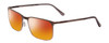 Profile View of Porsche Designs P8294-D Designer Polarized Sunglasses with Custom Cut Red Mirror Lenses in Satin Brown Black Unisex Square Full Rim Titanium 54 mm