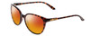 Profile View of Smith Optics Cheetah Designer Polarized Sunglasses with Custom Cut Red Mirror Lenses in Tortoise Havana Brown Gold Ladies Round Full Rim Acetate 54 mm