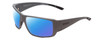 Profile View of Smith Optics Guides Choice Designer Polarized Reading Sunglasses with Custom Cut Powered Blue Mirror Lenses in Matte Cement Grey Unisex Rectangle Full Rim Acetate 63 mm