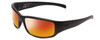 Profile View of Smith Optics Prospect Designer Polarized Sunglasses with Custom Cut Red Mirror Lenses in Matte Black Unisex Wrap Full Rim Acetate 61 mm