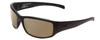 Profile View of Smith Optics Prospect Designer Polarized Sunglasses with Custom Cut Amber Brown Lenses in Matte Black Unisex Wrap Full Rim Acetate 61 mm