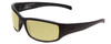 Profile View of Smith Optics Prospect Designer Polarized Reading Sunglasses with Custom Cut Powered Sun Flower Yellow Lenses in Matte Black Unisex Wrap Full Rim Acetate 61 mm