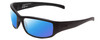 Profile View of Smith Optics Prospect Designer Polarized Reading Sunglasses with Custom Cut Powered Blue Mirror Lenses in Matte Black Unisex Wrap Full Rim Acetate 61 mm