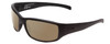 Profile View of Smith Optics Prospect Designer Polarized Reading Sunglasses with Custom Cut Powered Amber Brown Lenses in Matte Black Unisex Wrap Full Rim Acetate 61 mm