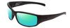 Profile View of Smith Optics Prospect Designer Polarized Reading Sunglasses with Custom Cut Powered Green Mirror Lenses in Matte Black Unisex Wrap Full Rim Acetate 61 mm