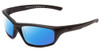 Profile View of Smith Optics Director Designer Polarized Sunglasses with Custom Cut Blue Mirror Lenses in Black Unisex Rectangle Full Rim Acetate 60 mm
