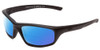 Profile View of Smith Optics Director Designer Polarized Reading Sunglasses with Custom Cut Powered Blue Mirror Lenses in Black Unisex Rectangle Full Rim Acetate 60 mm