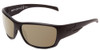 Profile View of Smith Optics Frontman Designer Polarized Sunglasses with Custom Cut Amber Brown Lenses in Black Unisex Wrap Full Rim Acetate 65 mm