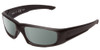 Profile View of Smith Optics Hudson Designer Polarized Sunglasses with Custom Cut Smoke Grey Lenses in Black Unisex Rectangle Full Rim Acetate 59 mm
