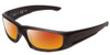 Profile View of Smith Optics Hudson Designer Polarized Sunglasses with Custom Cut Red Mirror Lenses in Black Unisex Rectangle Full Rim Acetate 59 mm