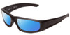 Profile View of Smith Optics Hudson Designer Polarized Sunglasses with Custom Cut Blue Mirror Lenses in Black Unisex Rectangle Full Rim Acetate 59 mm