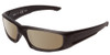 Profile View of Smith Optics Hudson Designer Polarized Sunglasses with Custom Cut Amber Brown Lenses in Black Unisex Rectangle Full Rim Acetate 59 mm