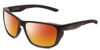 Profile View of Smith Optics Longfin Elite Designer Polarized Sunglasses with Custom Cut Red Mirror Lenses in Matte Black Unisex Wrap Full Rim Acetate 59 mm