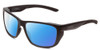 Profile View of Smith Optics Longfin Elite Designer Polarized Sunglasses with Custom Cut Blue Mirror Lenses in Matte Black Unisex Wrap Full Rim Acetate 59 mm