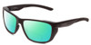 Profile View of Smith Optics Longfin Elite Designer Polarized Reading Sunglasses with Custom Cut Powered Green Mirror Lenses in Matte Black Unisex Wrap Full Rim Acetate 59 mm