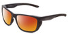 Profile View of Smith Optics Longfin Elite Designer Polarized Sunglasses with Custom Cut Red Mirror Lenses in Matte Deep Ink Navy Blue Cobalt Unisex Wrap Full Rim Acetate 59 mm