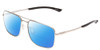 Profile View of Smith Optics Outcome Designer Polarized Reading Sunglasses with Custom Cut Powered Blue Mirror Lenses in Matte Silver Black Unisex Pilot Full Rim Metal 59 mm