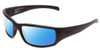 Profile View of Smith Optics Prospect Elite Designer Polarized Sunglasses with Custom Cut Blue Mirror Lenses in Black Unisex Wrap Full Rim Acetate 60 mm