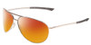 Profile View of Smith Optics Serpico 2 Designer Polarized Sunglasses with Custom Cut Red Mirror Lenses in Silver Black Unisex Pilot Full Rim Metal 65 mm