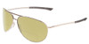 Profile View of Smith Optics Serpico 2 Designer Polarized Reading Sunglasses with Custom Cut Powered Sun Flower Yellow Lenses in Silver Black Unisex Pilot Full Rim Metal 65 mm