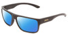 Profile View of Smith Optics Soundtrack Designer Polarized Sunglasses with Custom Cut Blue Mirror Lenses in Matte Gravy Grey Unisex Rectangle Full Rim Acetate 61 mm