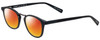Profile View of Eyebobs Hung Jury Designer Polarized Sunglasses with Custom Cut Red Mirror Lenses in Matte Black Unisex Round Full Rim Acetate 47 mm