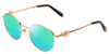 Profile View of Chopard VCHC52S-08FC Designer Polarized Reading Sunglasses with Custom Cut Powered Green Mirror Lenses in Polished Copper Gold Ladies Round Full Rim Metal 51 mm