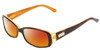 Profile View of Kate Spade Paxton/N/S Designer Polarized Sunglasses with Custom Cut Red Mirror Lenses in Tortoise Saffron Caramel Ladies Oval Full Rim Acetate 53 mm