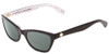 Profile View of Kate Spade Johneta/S Designer Polarized Reading Sunglasses with Custom Cut Powered Smoke Grey Lenses in Black White Polka Dot Ladies Cateye Full Rim Acetate 51 mm