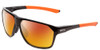 Profile View of Smith Optics Leadout Designer Polarized Sunglasses with Custom Cut Red Mirror Lenses in Matte Black Cinder Orange Unisex Square Full Rim Acetate 63 mm