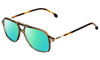 Profile View of Carrera 239-4C3 Designer Polarized Reading Sunglasses with Custom Cut Powered Green Mirror Lenses in Olive Green Crystal Unisex Pilot Full Rim Acetate 54 mm