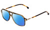 Profile View of Carrera 239-4C3 Designer Polarized Reading Sunglasses with Custom Cut Powered Blue Mirror Lenses in Olive Green Crystal Unisex Pilot Full Rim Acetate 54 mm