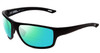 Profile View of Under Armour Battle Designer Polarized Reading Sunglasses with Custom Cut Powered Green Mirror Lenses in Matte Black Mens Wrap Full Rim Acetate 65 mm