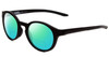 Profile View of Under Armour Infinity Designer Polarized Reading Sunglasses with Custom Cut Powered Green Mirror Lenses in Matte Black Unisex Round Full Rim Acetate 52 mm