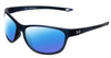 Profile View of Under Armour Undeniable Designer Polarized Sunglasses with Custom Cut Blue Mirror Lenses in Matte Steel Blue Crystal Unisex Oval Full Rim Acetate 61 mm