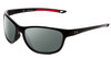 Profile View of Under Armour Undeniable Designer Polarized Reading Sunglasses with Custom Cut Powered Smoke Grey Lenses in Black Red Unisex Oval Full Rim Acetate 61 mm