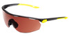 Profile View of Under Armour Game Time Men Designer Sunglasses Grey Yellow/Brown Polarized 99 mm