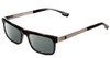 Profile View of SPY Optics Clive Designer Polarized Reading Sunglasses with Custom Cut Powered Smoke Grey Lenses in Black Horn Gun Metal Unisex Rectangle Full Rim Metal 53 mm